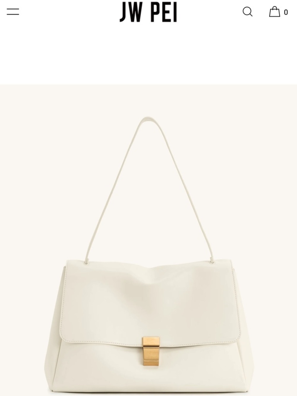 JW PEI NWT Cream Hilary White Envelope Shoulder Bag with Gold Clasp Oversized